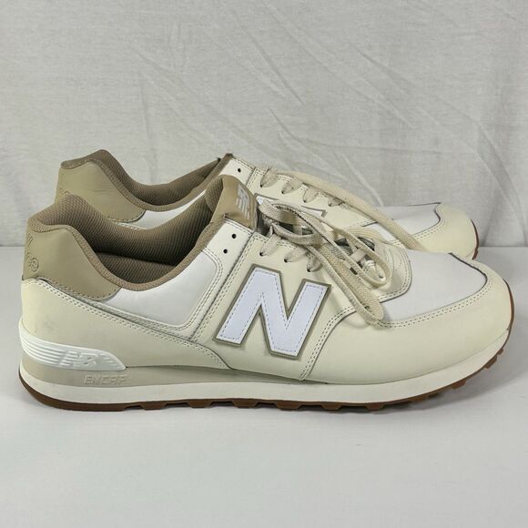 New Balance 574 Sneakers Shoe Cream White Vegan Angora U574VY2 Men Size 17